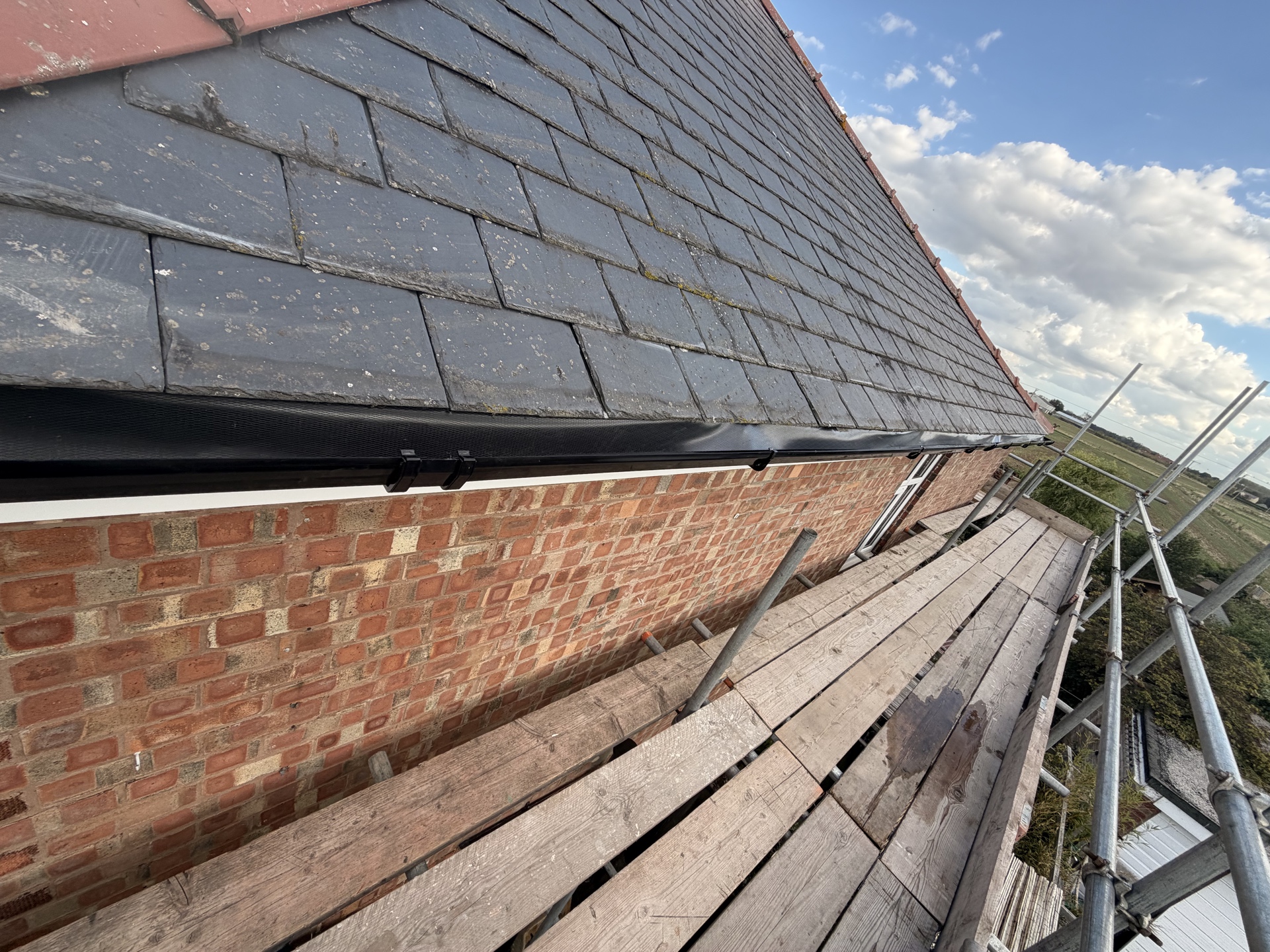 Slate roof slope and neat roof edge