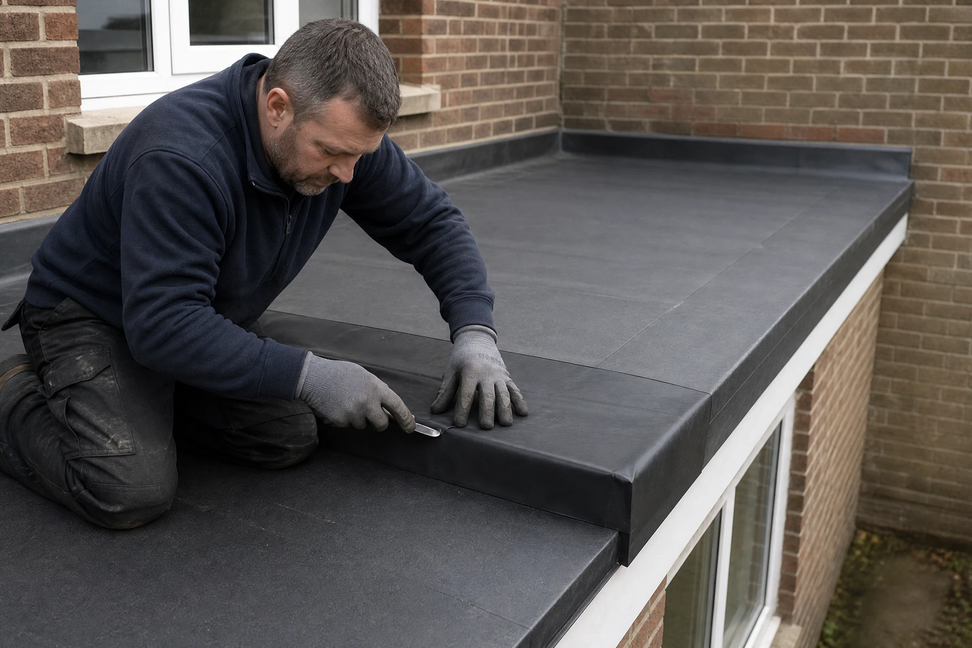 Representative view of a residential flat-roof repair